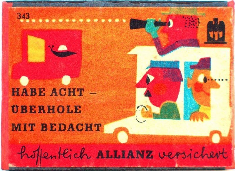 Autós jótanácsok az Allianztól, gyufásdobozokon 