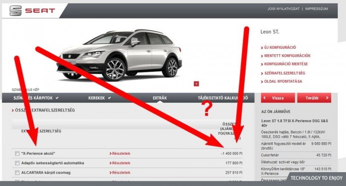 Az isten szerelmére: miért titkolja a SEAT a Leon terepkombi valódi árát? 3 Nem muszáj ám kérni a majdnem másfél millás kedvezményt, meg lehet venni a kocsit drágábban is, ha valaki szeretné