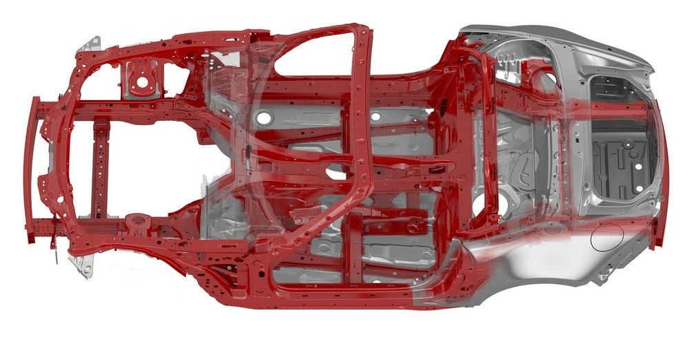 Ez mind nagyszilárdságú acél. Részben ezért könnyű és erős az MX-5 karosszériája