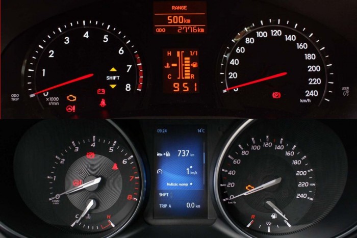 Jót tesz egy Toyotának a BMW-dízel? 10 | Vezess A kínosan régimódi monokróm helyett színes, 4,2 colos TFT-képernyő dobja fel a műszerfalat