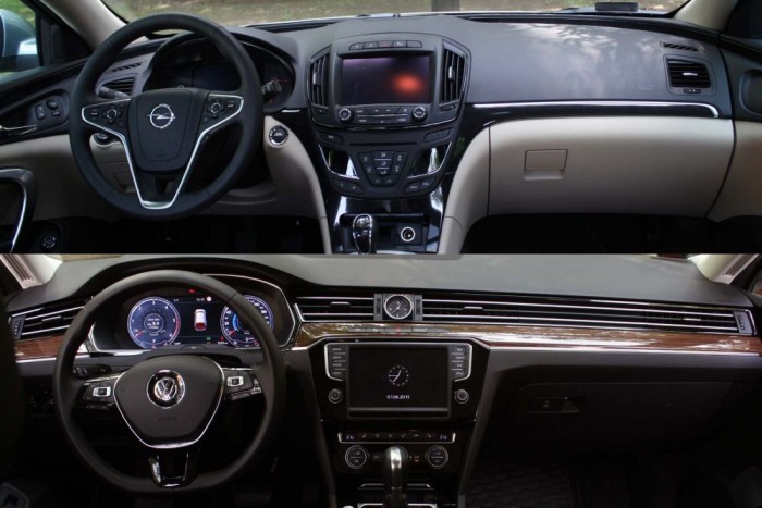 Mindkét autóban kedvező a minőségérzet és jók az anyagok, de a Passat elegánsabb