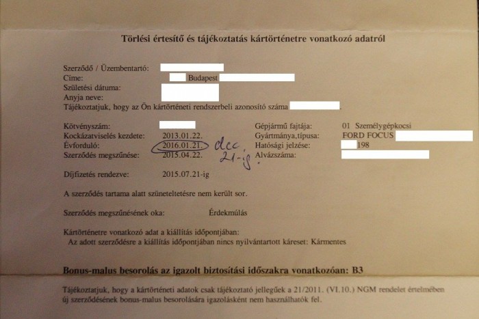 Ezzel a levéllel kezdődött az ügy: Kedves Mitsemsejtő Ügyfelünk, biztosítását töröltük!