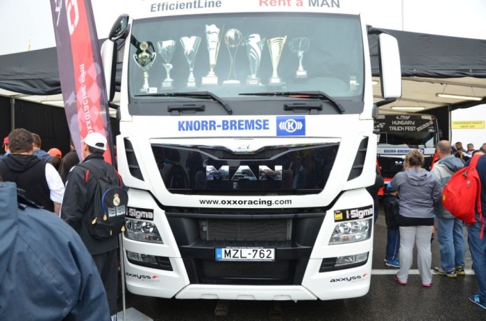 Az ablakban az Oxxo Racing Team (Norbi csapata) trófeái láthatóak.