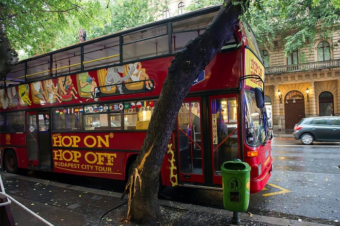 Fának ütközött egy városnéző busz Budapesten – Képek 4