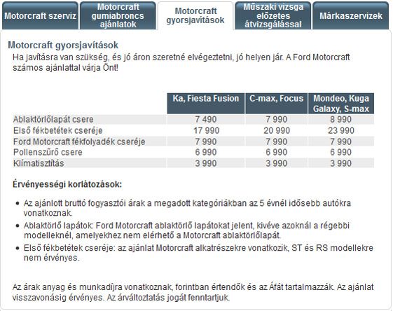 Motorcraftos fékjavítás, a pollenszűrők és az ablaktörlő lapátok cseréje illetve légkonditisztítás rendelhető az olajszerviz mellett