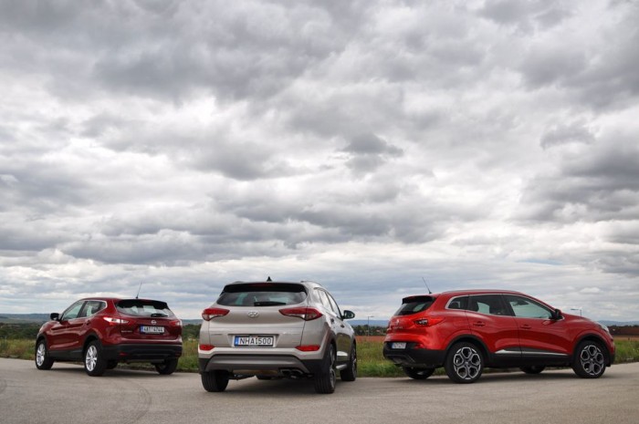 Teszt: Hyundai Tucson 1,6 T-GDi-Nissan Qashqai 1,2 DIG-T-Renault Kadjar 1,2 TCe 11 Magas alapára és a csekélyebb kedvezmény miatt a Tucson hátrányban van. A másik két autó ára szinte egyforma