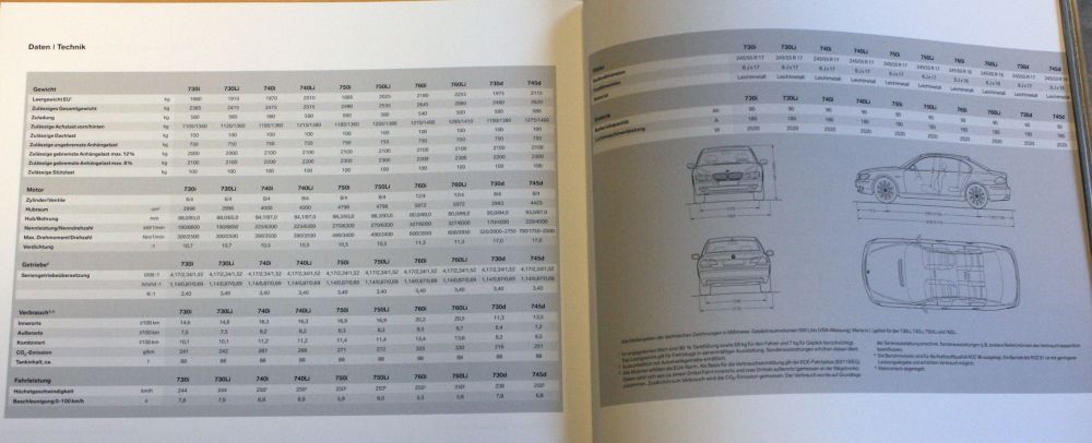 Ez a modellfrissítés utáni E65-E66 prospektusa, a megszépített hátsó lámpákkal. Ebben még V8-as volt a csúcsdízel