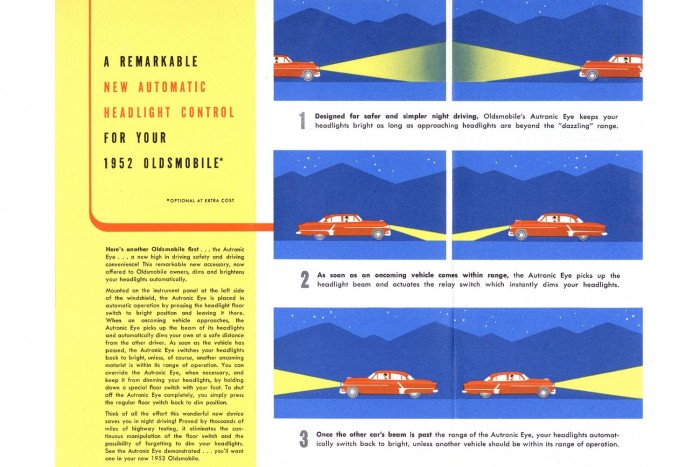 Top 10: a legkúlabb fényszórók az autóiparban 4 | Vezess Gyári extraként az 1952-es Oldsmobile-okon