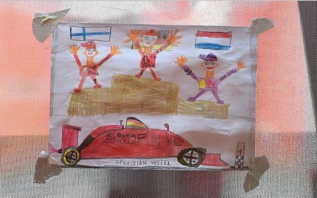 Magyar rajongó rajza Vettel garázsában