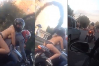 Egy szál bugyiban motorozott a szőke hölgy, naná, hogy valaki készített róla videót!