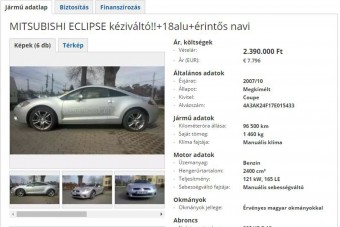 Eladó Eclipse, amihez sehol nincs a BMW meg a Golf