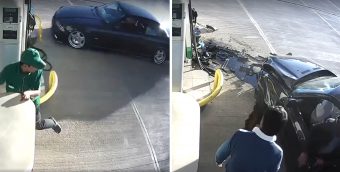 Ez az autós szó szerint berobbant a benzinkútra