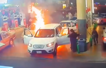 Hirtelen támadt tűz, és hősies oltás egy benzinkúton