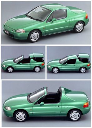Top 10: nyitható tetejű, de nem kabrió, mi az? 1 2, A Honda Civic Del Sol targatetejét villanymotor tolta be a felemelt csomagtérfedél alá