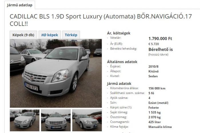 Kép: hasznaltauto.hu screenshot