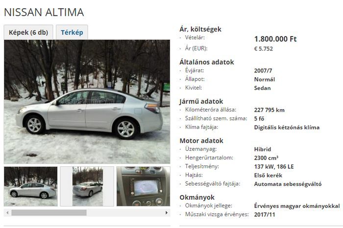 Kép: Használtautó.hu screenshot