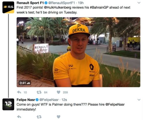 Twitteren szólt be a Renault-nak a volt F1-es? 1 | Vezess nasr_palmert_twitter