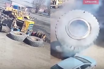 Óriás kerék tört totálkárra egy autót az oroszoknál