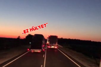 Életveszélyes előzésbe kezdett egy buszsofőr a 4-es főúton