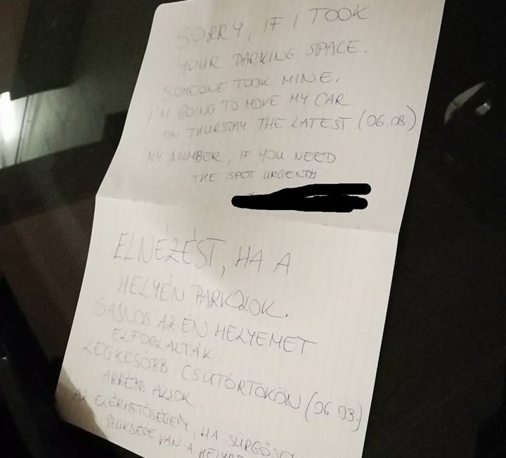 Meglepő cetlit írt a tisztességes pesti BMW-s 2