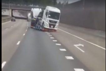 Ennek a kamionos haláltáncnak majdnem csúnya vége lett