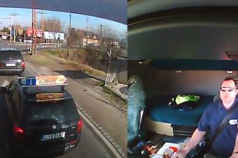 A magyar kamionos videóra vette, ahogy egy tanulóvezető szívatja