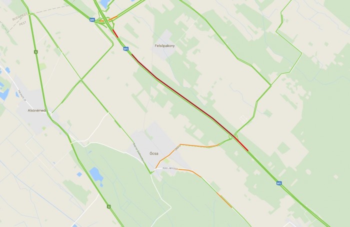 Baleset az M5-ösön, nagy a torlódás