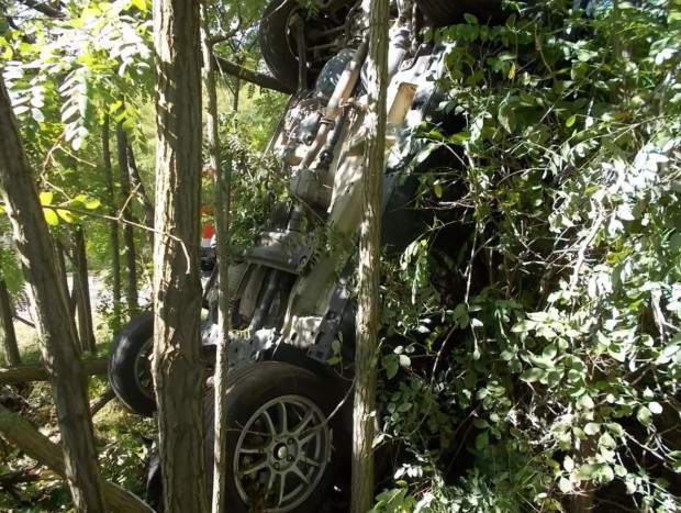 Felrepült a fára egy autó Tatán, fotókon a baleset 2