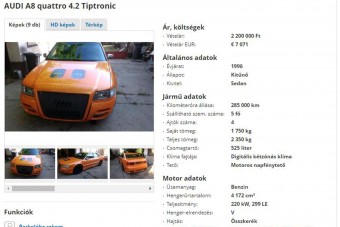 A nap hirdetése ezúttal ez a narancssárgára tuningolt Audi A8