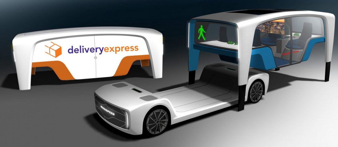 Cserélhető felépítményű villanyautó a Rinspeedtől