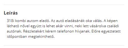Az asszonnyal együtt “eladó” ez a használt BMW 1