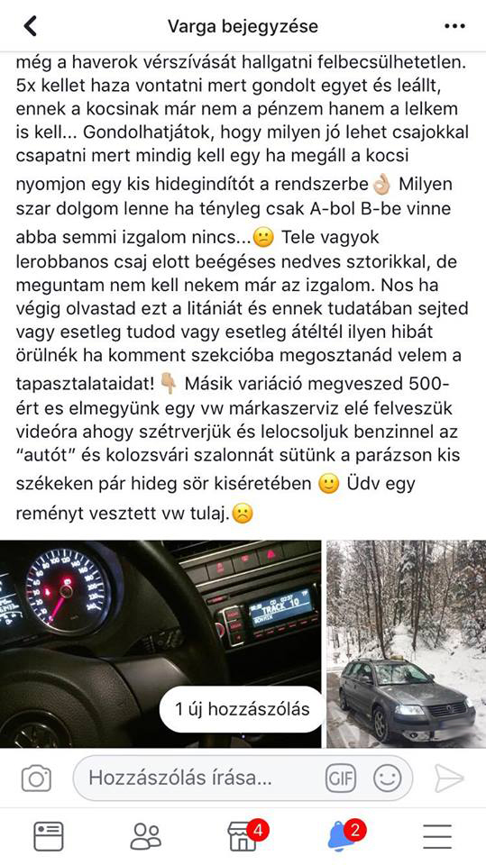 Egy elkeseredett Passat-tulajdonos levele landolt nálunk, akit úgy szívat az autója, ahogy keveseket 2