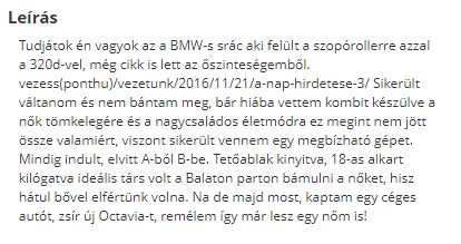 Szívünkhöz szól ez a használt Volvo-hirdetés, a tulajnak előtte megkeserítette az életét egy BMW 3