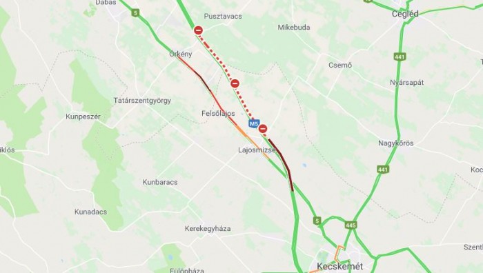Jókora szakaszon lezárták az M5-öst 1