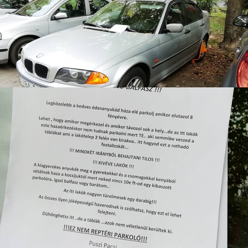 Bekeményítettek a vecsési lakótelepen: durva cetli és kerékbilincs járt a sokáig parkoló kocsinak 1 Bekeményítettek a vecsési lakótelepen: durva cetli és kerékbilincs járt a sokáig parkoló kocsinak 1