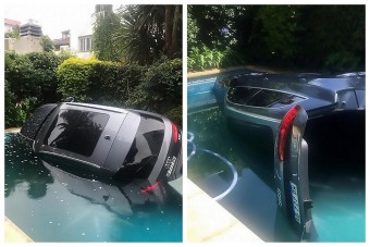 Autójával együtt csobbant a medencébe az audis