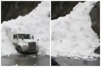 Így nyel el a lavina egy kamiont