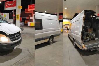 Félelmetes román kisbuszt fotóztak az M5-ös egyik benzinkútjánál