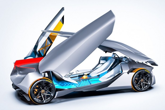 Az autó, aminek tűz lobog a közepén