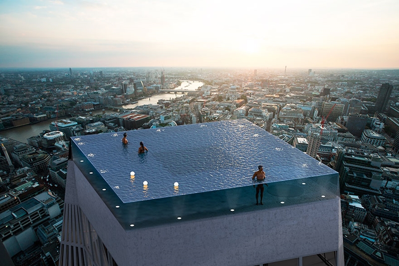Lenyűgöző medence épül egy londoni felhőkarcoló tetejére 4