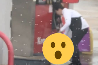 Őrületes jelenet játszódott le egy benzinkúton