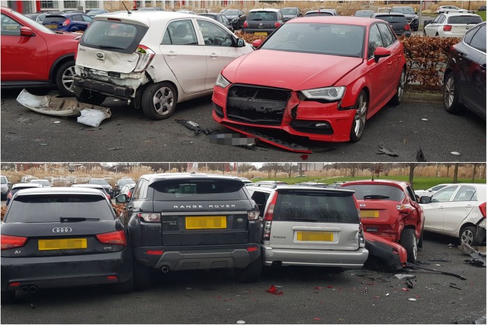 Hat autót tört rommá egy luxusterepjárós hölgy