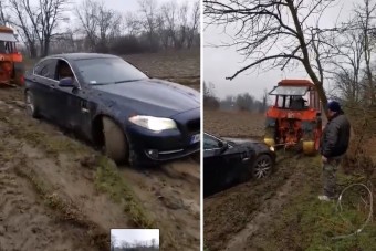 11 perces magyar kisfilm, főszerepben a sár, egy BMW és a megmentő MTZ
