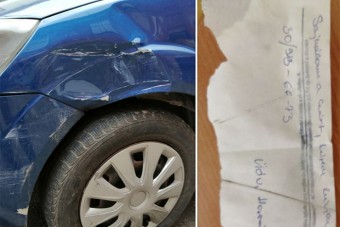 Sajnálom-cetlit írt a károkozó autós, aztán ráfirkantott egy kamu számot