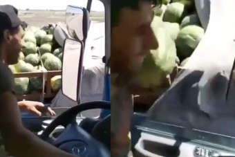 Vezetés közben lopott dinnyét a kamionsofőr