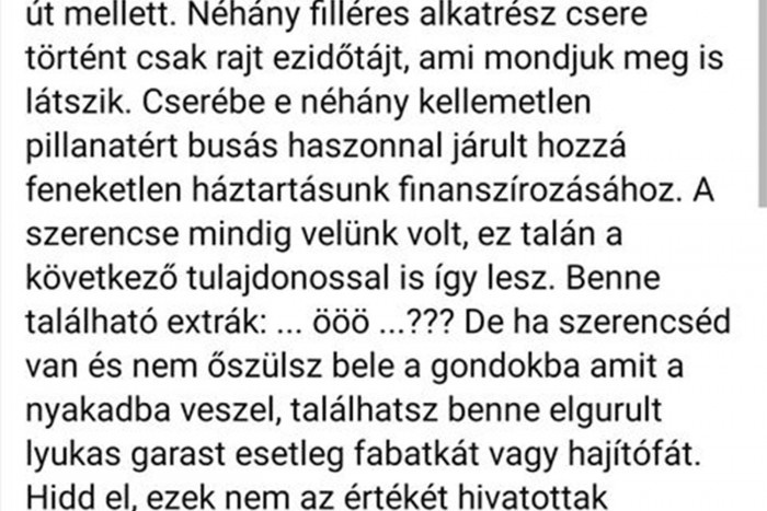 Óda egy eladó Wartburghoz 2