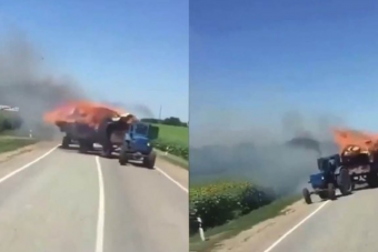 Pokoli tűzszekér lett egy traktorból Oroszországban