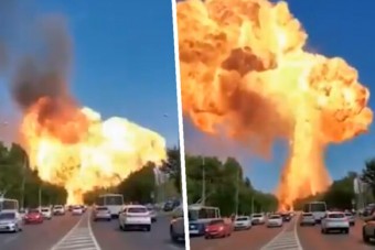 Hatalmas robbanással borult lángba a benzinkút