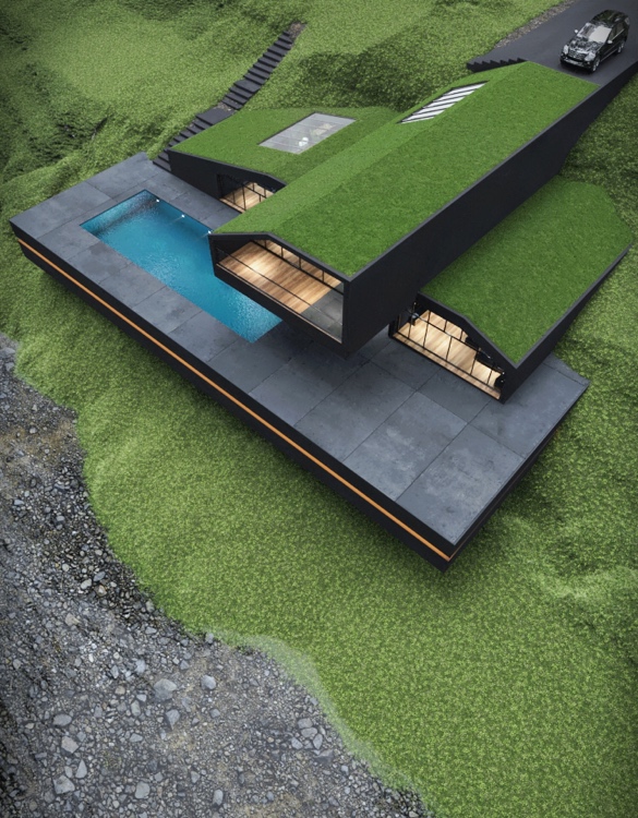 Filmes főgonoszok búvóhelye is lehetne ez a matt fekete luxuslakás az erdő mélyén 1