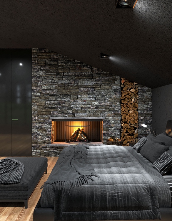 Filmes főgonoszok búvóhelye is lehetne ez a matt fekete luxuslakás az erdő mélyén 4